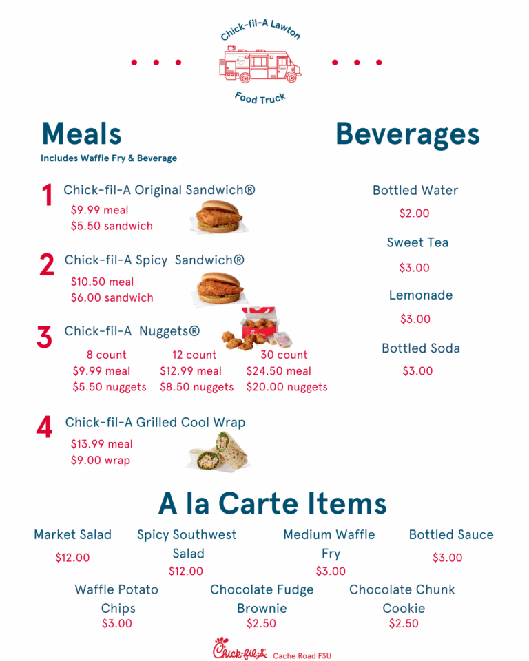 Chick Fil a Truck Menu With Prices