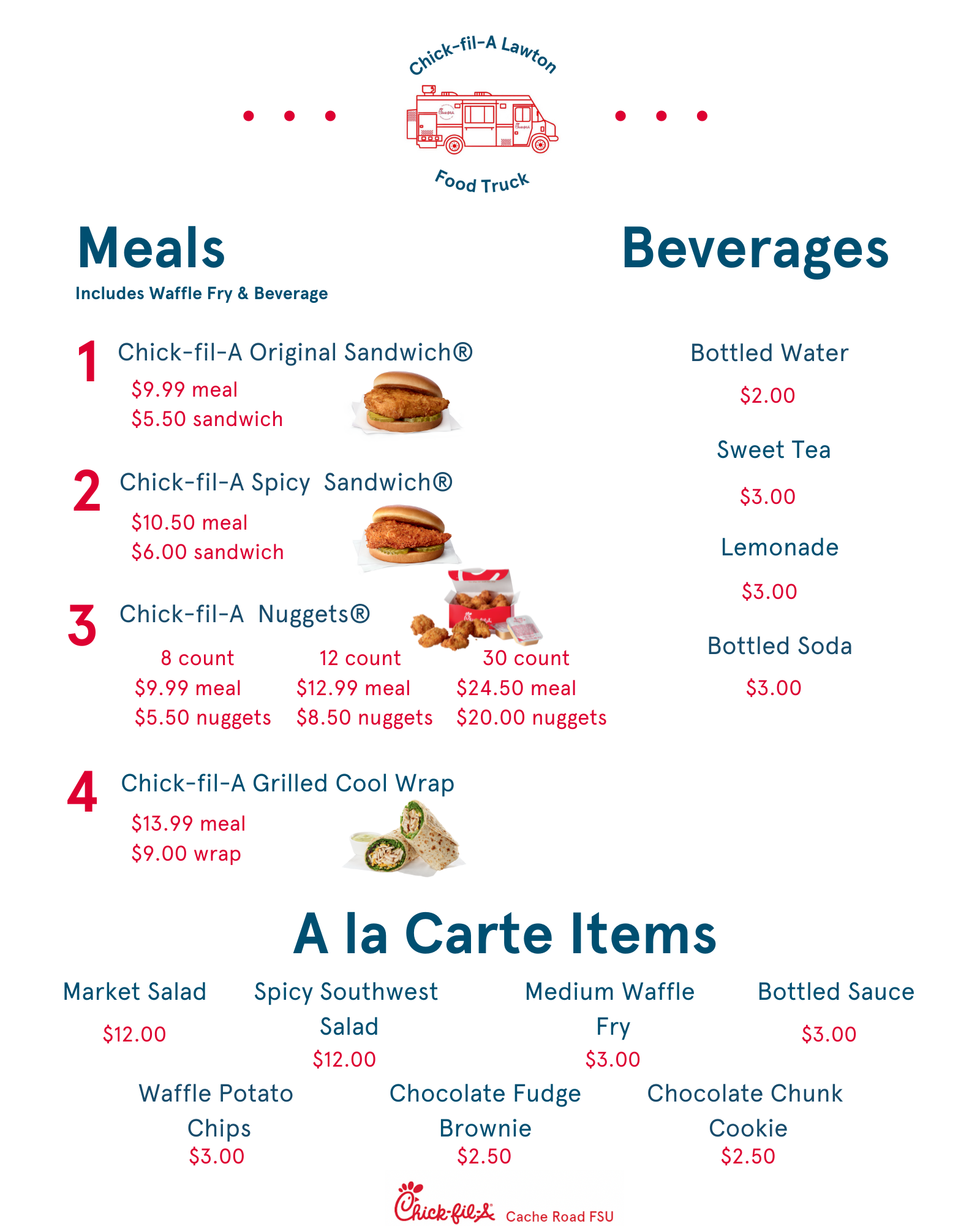 Chick Fil a Truck Menu With Prices