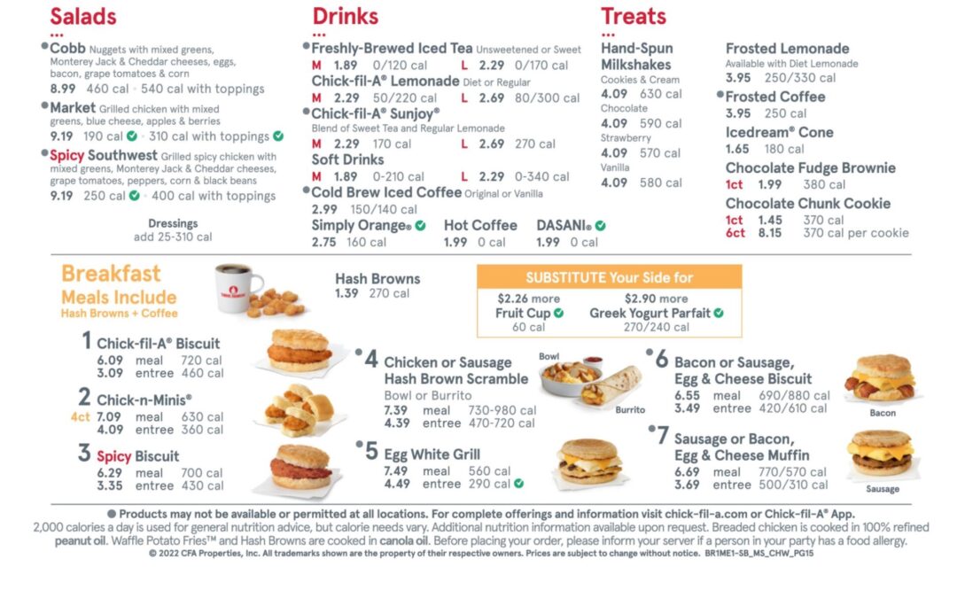 Chick Fil a Tulsa Menu With Prices